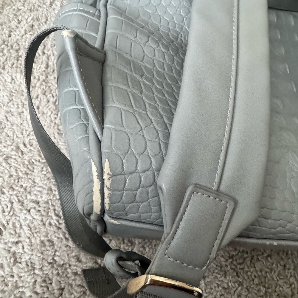 Gray Textured Backpack with Gold Hardware - Picture 4 of 8